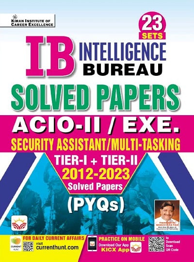 IB Solved Papers (Security Assistant and Multi Tasking and ACIO Grade II) Tier I + Tier II 2012 to 2023 PYQs (English Medium) (4574)