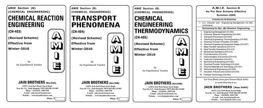 AMIE Section (B) Chemical Engineering 3 books set Solved and Unsolved Papers : (CH-403)(CH-404)(CH-405)