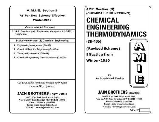 AMIE Section (B) Chemical Engineering Thermodynamics (CH-405)