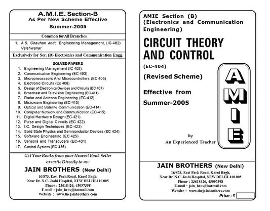 AMIE Section (B) Circuit Theory and Control (EC-404)