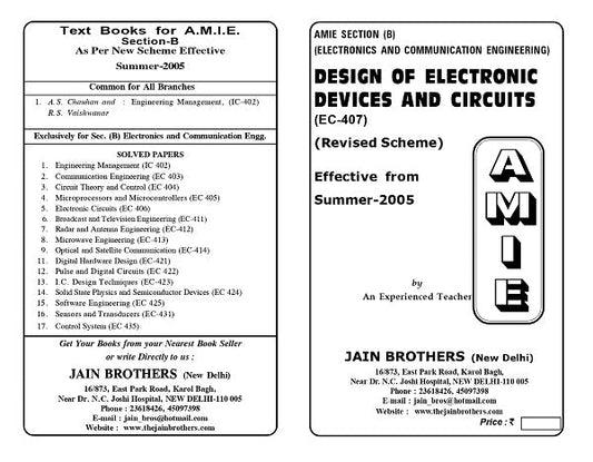 AMIE Section (B) Design of Electronic Devices and Circuits (EC-407)