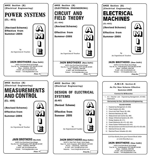 AMIE Section (B) Electrical Engineering 5 books set Solved and Unsolved Papers : (EL-403)(EL-404)(EL-405)(EL-406)(EL-407)