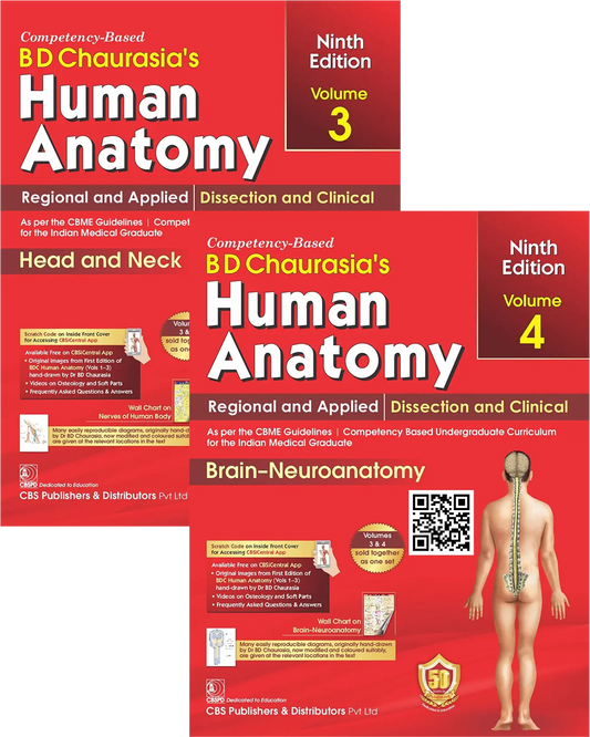 BD Chaurasia’s Human Anatomy 9 ED Vol 3 And 4 Regional And Applied Dissection And Clinical Head And Neck Brain Neuroanatomy Set Of 2 Volume