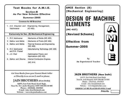AMIE Section (B) Design of Machine Elements (MC-407)