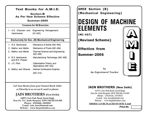 AMIE Section (B) Design of Machine Elements (MC-407)
