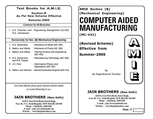 AMIE Section (B) Computer Aided Manufacturing (MC-432)