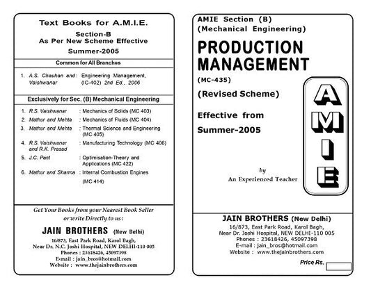 AMIE Section (B) Production Management (MC-435)