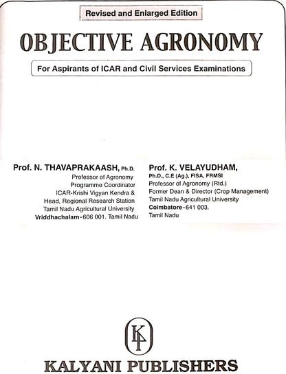 Objective Agronomy 2nd Edition by N. Thavaprakaash and K. Velayudham