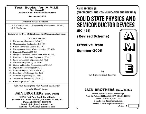 AMIE Section (B) Solid State Physics and Semiconductor Devices (EC-424 ...